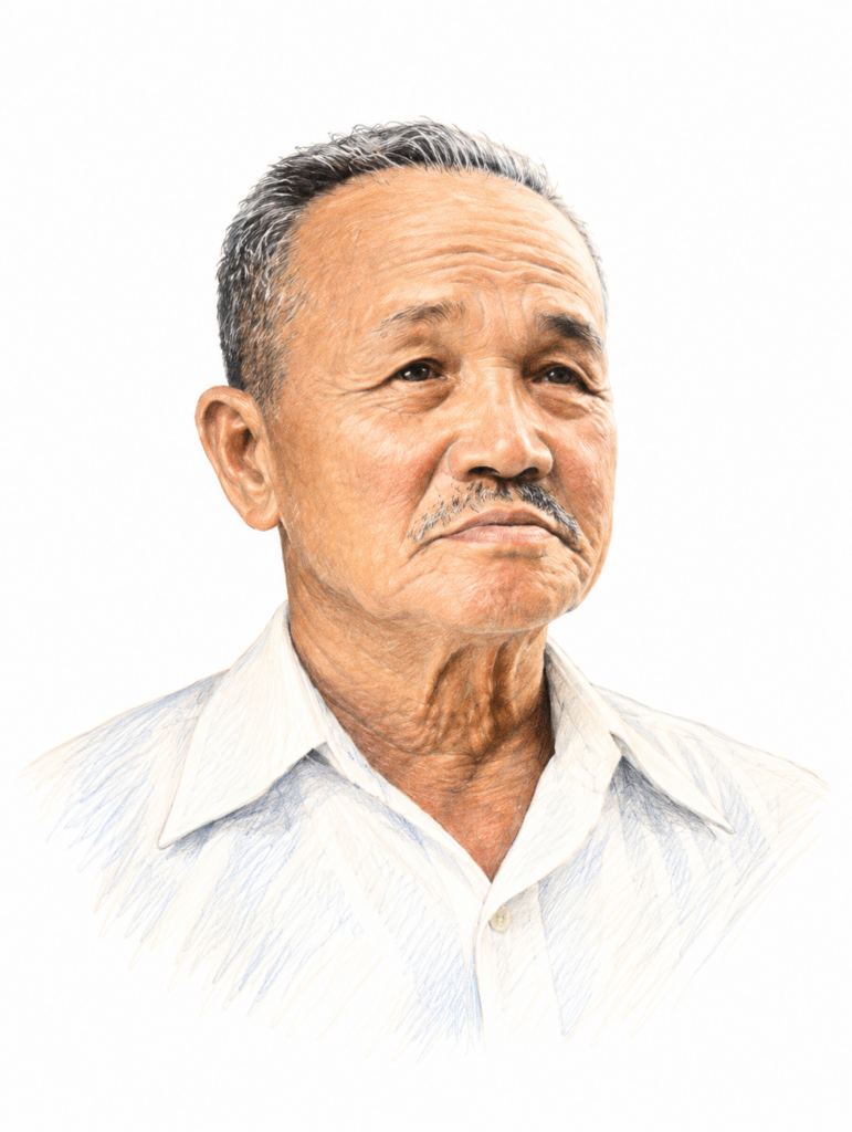 Thoughtful Elderly Asian Portrait